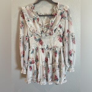 Fashion Nova White Floral Mini Dress - Size Small